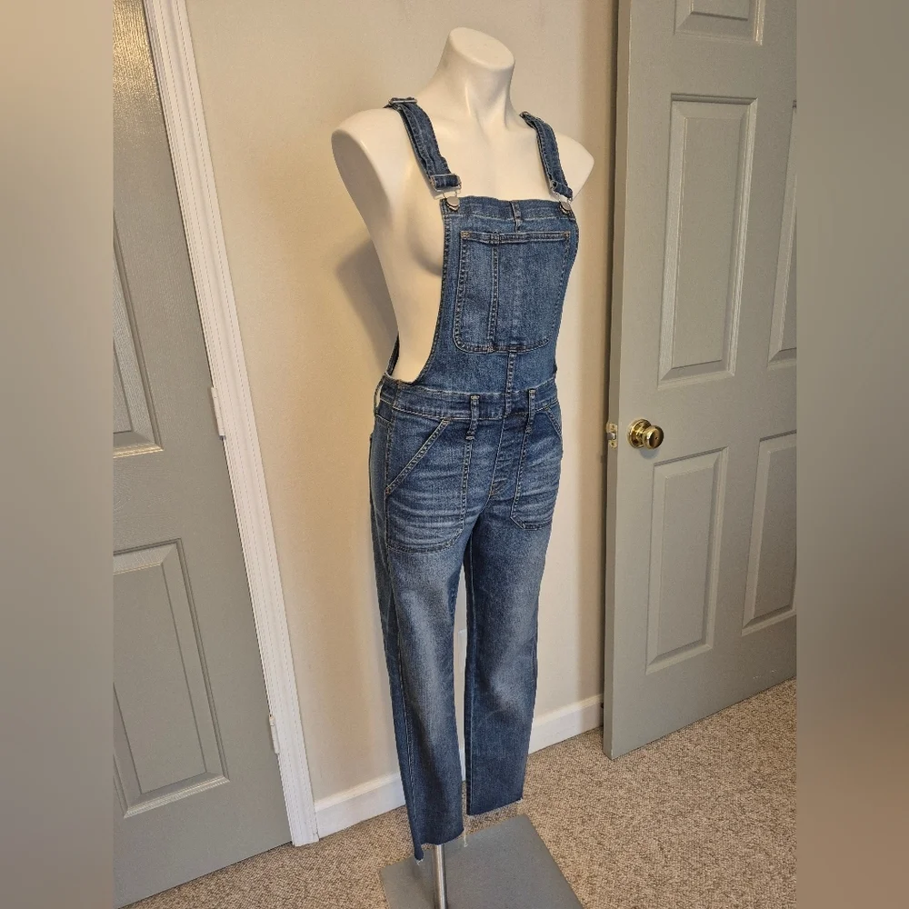 Madewell Cotton Stretch Blend Denim Skinny Jean Overalls in Jansing Wash(M)
